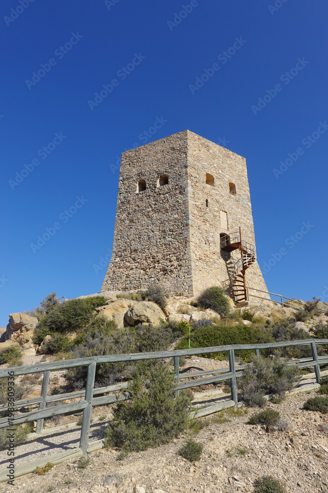 Fototapeta premium The tower of Saint Elena in La Azohia village, Spain