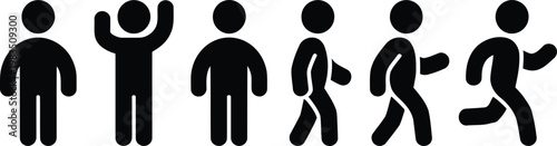 Stick figure progression a visual representation of human development stages