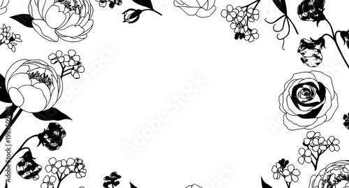 Minimal floral pattern with peony rose and delicate spring flowers in elegant pastel design