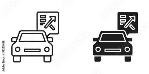 Vehicles with upward directional maintenance signs indicating service or inspection needed