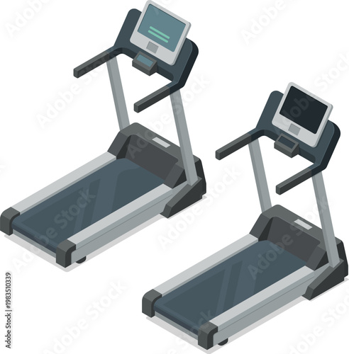 Isometric treadmill workout gym equipment illustration