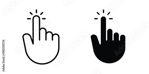 Hand click icon outline pictogram. Flat Symbols.