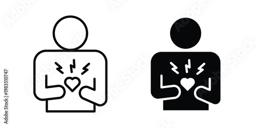 Heart attack icon outline pictogram. Flat Symbols.
