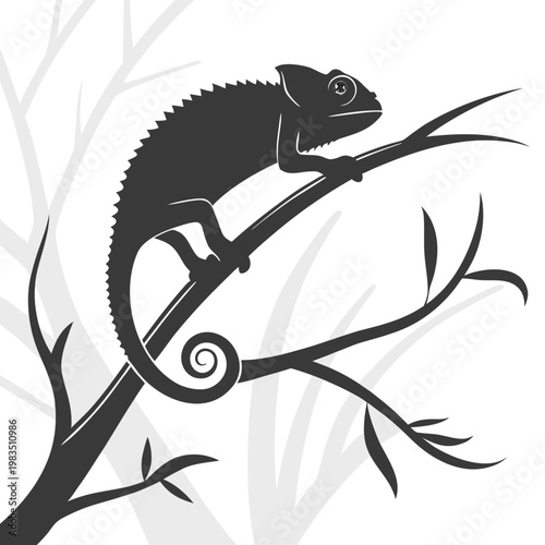 Chameleon on a tree branch lizard reptile climbing