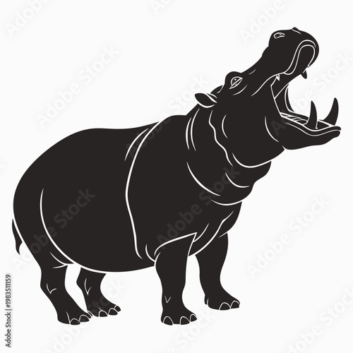 Black hippopotamus animal mammal large body