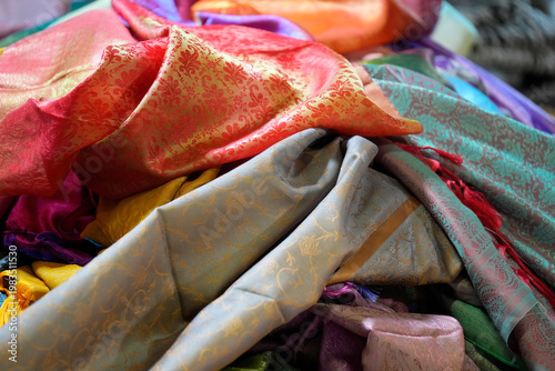 indonesian asian ornaments fabric close up detail