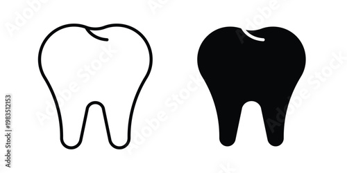 Human teeth icon outline pictogram. Flat Symbols.