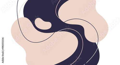 Vector illustration of a beautiful young woman with fashion hair and profile silhouette art featuring a graphic cartoon face and elegant body profile