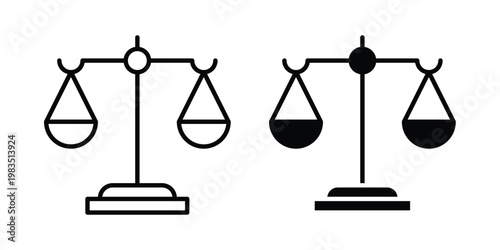 justice scale icon outline pictogram. Flat Symbols.