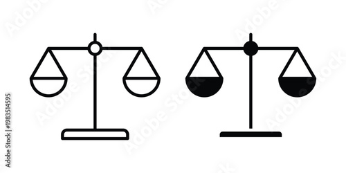 Law scale icon outline pictogram. Flat Symbols.