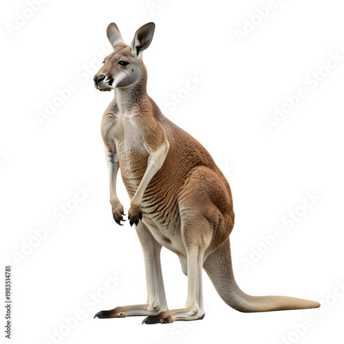 Kangaroo Standing Isolated on White Background