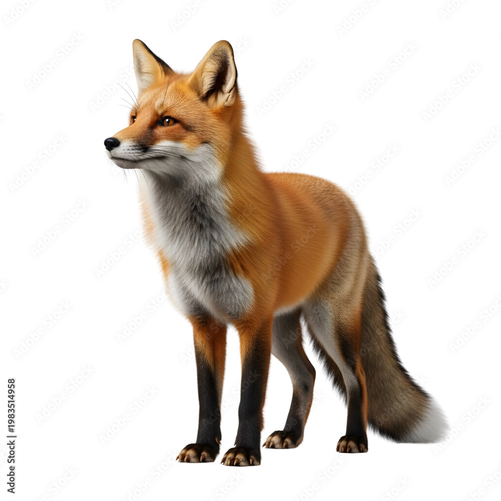 Fototapeta premium Red Fox Standing Isolated on White Background