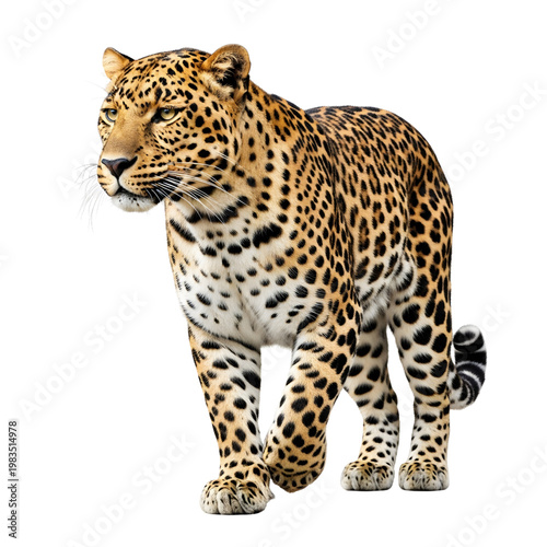 Foto Leopard Standing Isolated on White Background