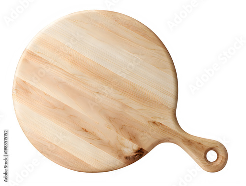 Wooden pizza peel serving board isolated on transparent background