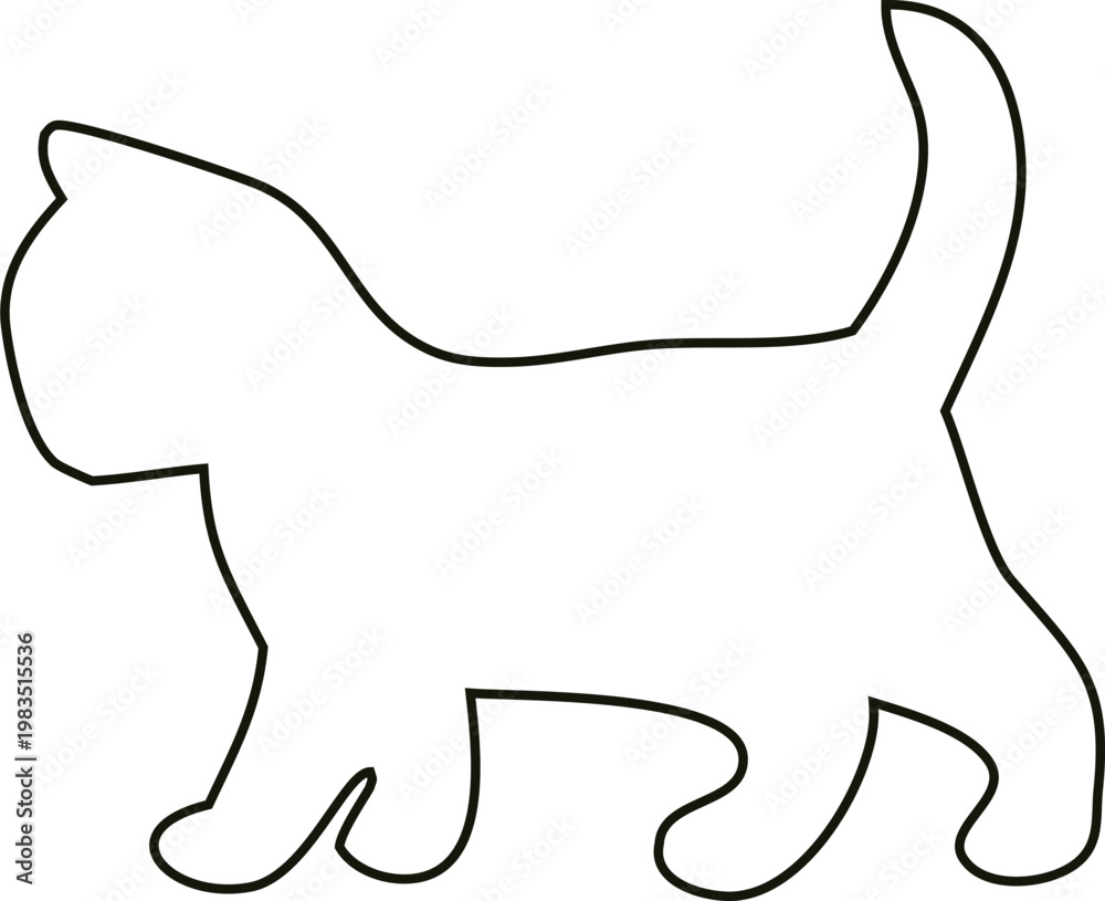 Obraz premium Black and white cat kitten outline vector, clean and professional design for branding and digital use.