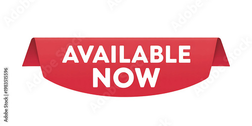 Red 'AVAILABLE NOW' ribbon banner