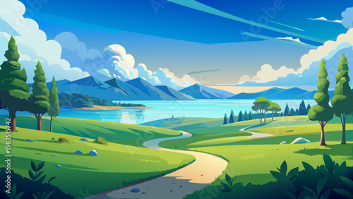 Glowing Mushroom, Fantasy Forest, Night Scene, Vector Illustration, Whimsical Art