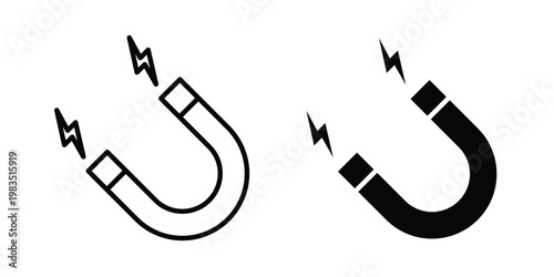 Magnet icon outline pictogram. Flat Symbols.