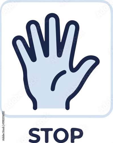 Hand Stop Sign Gesture Icon.