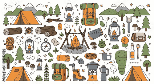 Camping gear and outdoor equipment.