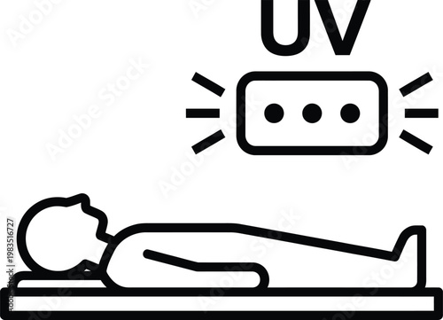 person lying on a bed under UV light vector illustration