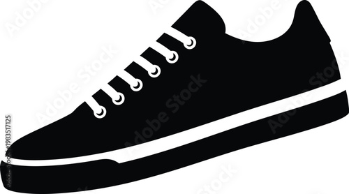 black casual sneaker with white sole flat design vector illustration
