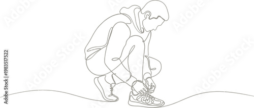man tying shoe laces vector illustration flat design