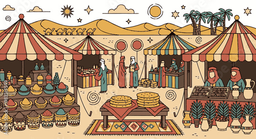 Colorful Pots and Plant Market Stall.