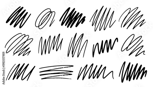 Hand drawn doodle vector set of messy line doodles for abstract design, loose sketchy ink pen scribbles, chaotic strokes, and expressive marks for UI, notes, and creative design projects