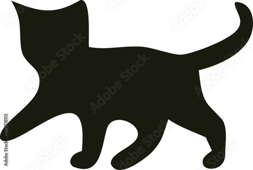 Cute kitten silhouette vector with matching outline style, ideal for cat lover designs, logos, and digital graphics.