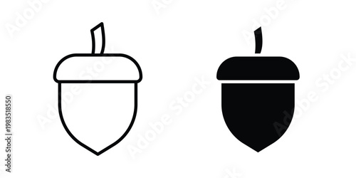 Oak nut icon outline pictogram. Flat Symbols.