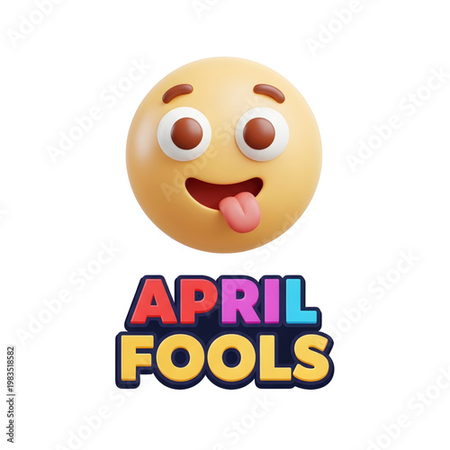 Playful Emoji Tongue Out with April Fools Text