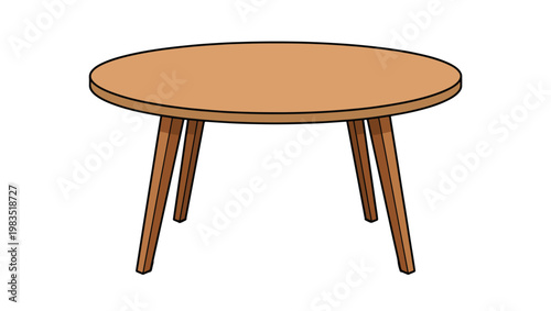 Round Wooden Table – Minimal Modern Furniture Vector Icon On Transparent Background, round table, wooden table, furniture, home furniture, interior design, minimal furniture, modern table, round wood,