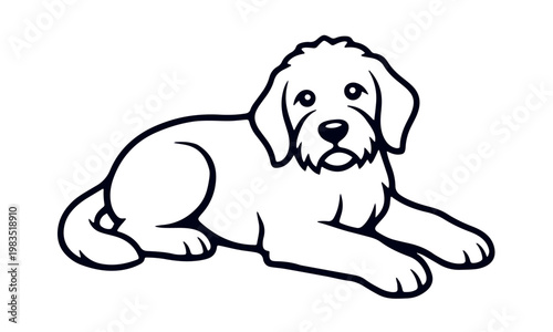 cute Pet Minimalist dog,dog silhouette logo black and white vector design