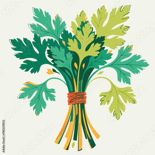 fresh green leafy herbs