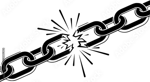 Broken Chain Vector Illustration Graphic Design depicting powerful concepts of freedom, liberation, overcoming barriers, and breaking free from limitations. 