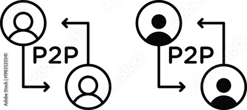Peer to peer icon outline pictogram. Flat Symbols.