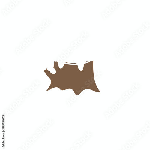 Minimalist Brown Tree Stump Vector Illustration Isolated on White