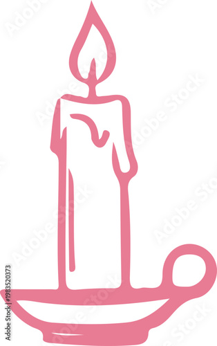Pink candle with flame.