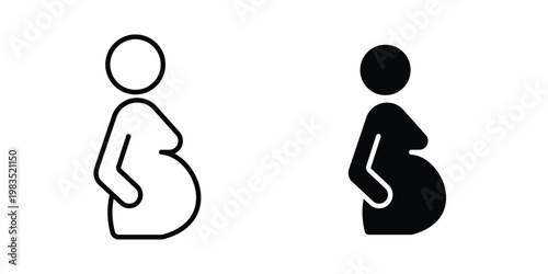 Pregnancy icon outline pictogram. Flat Symbols.