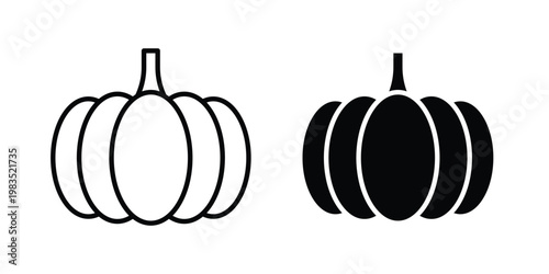 Pumpkin icon outline pictogram. Flat Symbols.