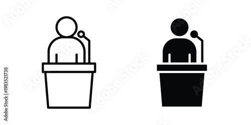 Public speaker icon outline pictogram. Flat Symbols.