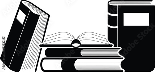 Vintage books and quill a classic literary still life illustration