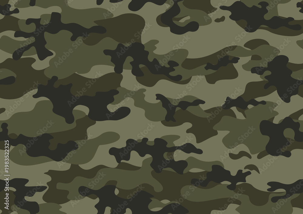 Fototapeta premium Forest camouflage pattern, seamless army vector background