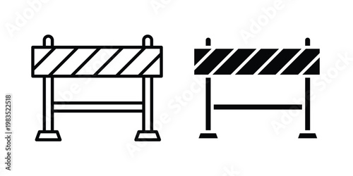 Roadblock icon outline pictogram. Flat Symbols.