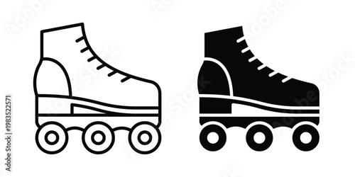Roller skates icon outline pictogram. Flat Symbols.