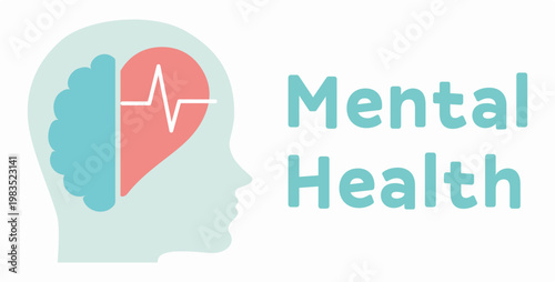 Mental health, medical treatment, self-care, healthy living, fitness. Human head, psychotherapy, connection, mind, emotion, therapy, prevention, mental health problem. Icon, vector, wellness