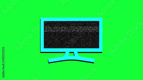 Monitor static noise, no signal old vintage TV HD video 4k animation .Tv screen noise glitch effect animated. no signal old vintage TV. TV channel signal error with grain on a green background .
