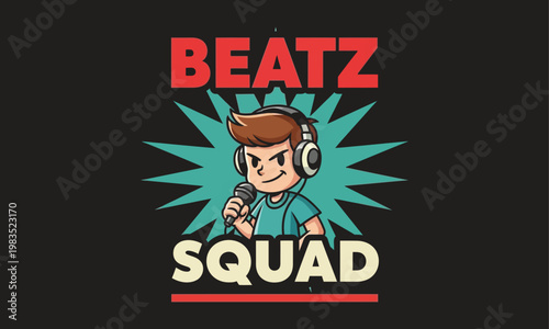 Beatz squad cartoon illustration a vibrant design for music lovers and content creators