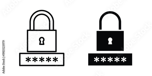 Security password icon outline pictogram. Flat Symbols.